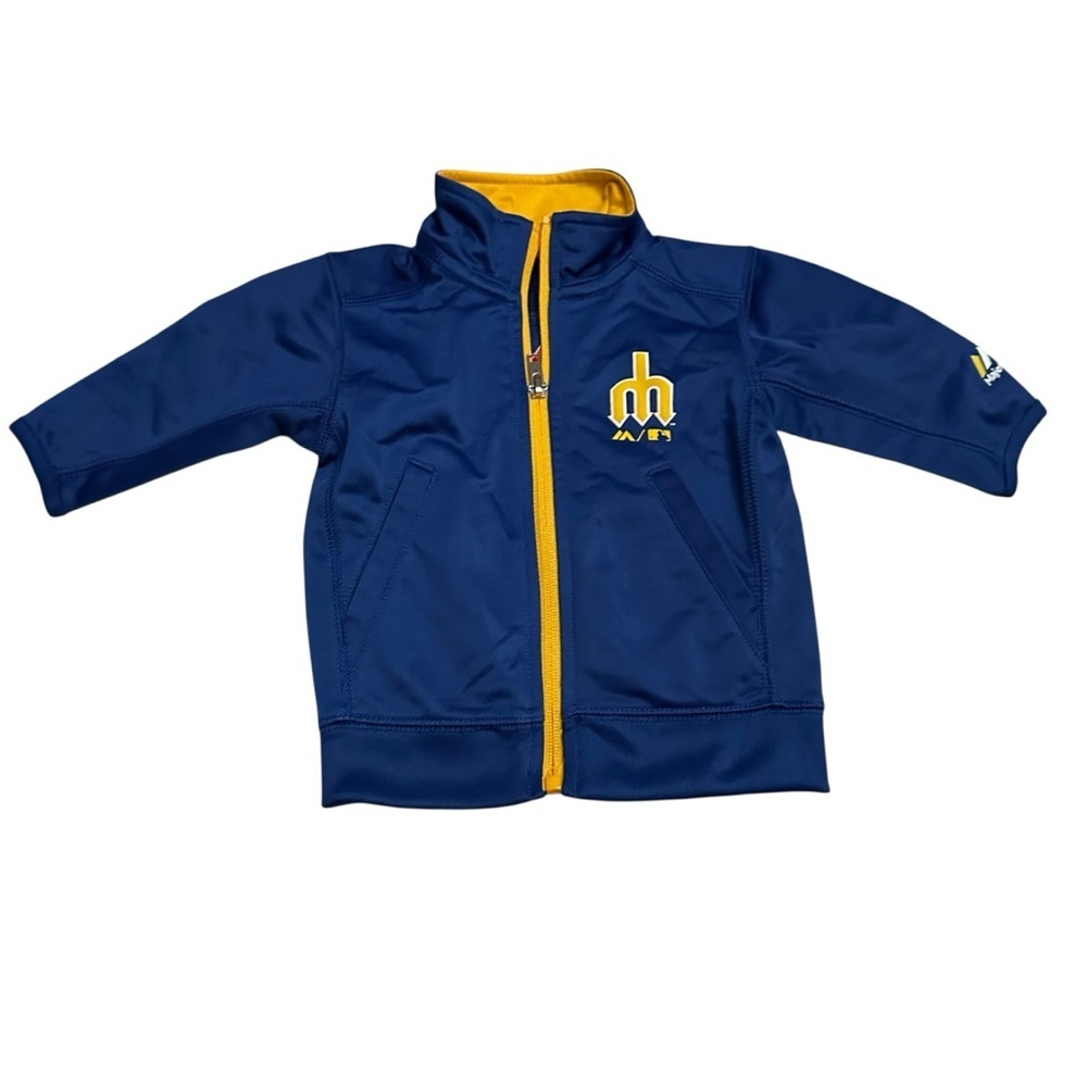 Majestic Seattle Mariners Blue and Yellow Jacket
